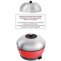 photo FEUERDESIGN - VESUVIO Grill RED - Kit with IGNITION GEL + CHARCOAL 3 Kg + TONGS + PIZZA STONE 2